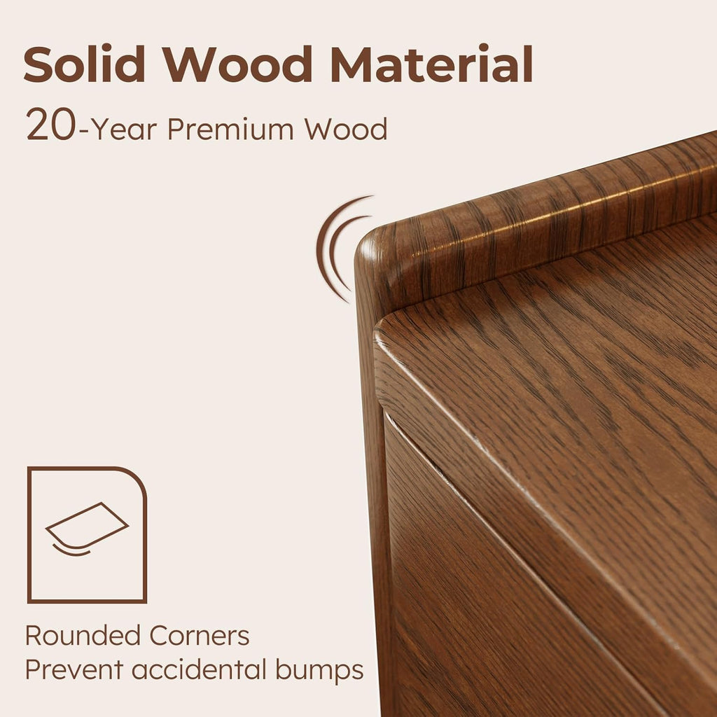 Walnut Nightstand, Solid Wood Nightstand, Modern Night Stand with Drawers, Wood Night Stand, End Table with Storage