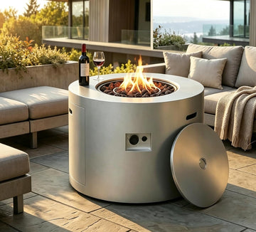 32 Inch Round Propane Fire Pit Table - 50,000 BTU Outdoor Gas Fire Table