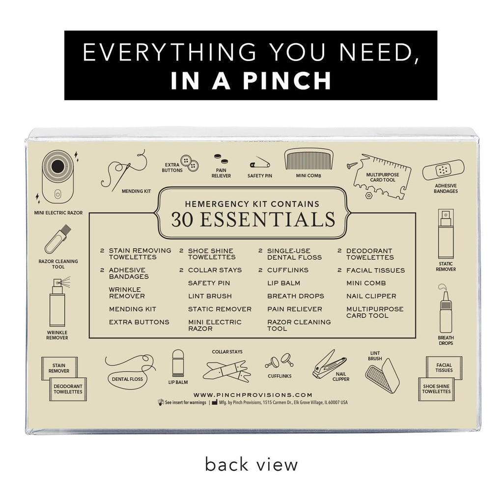 Hemergency Kit for Men, Includes 30 Style & Grooming Essentials, Gift & Accessory for Grooms, Best Man, Personal