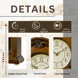 Wooden Mantel Clock TCW004DB Pendulum Carved Case Hourly Chime Classic Melody Antique Style for Fireplace