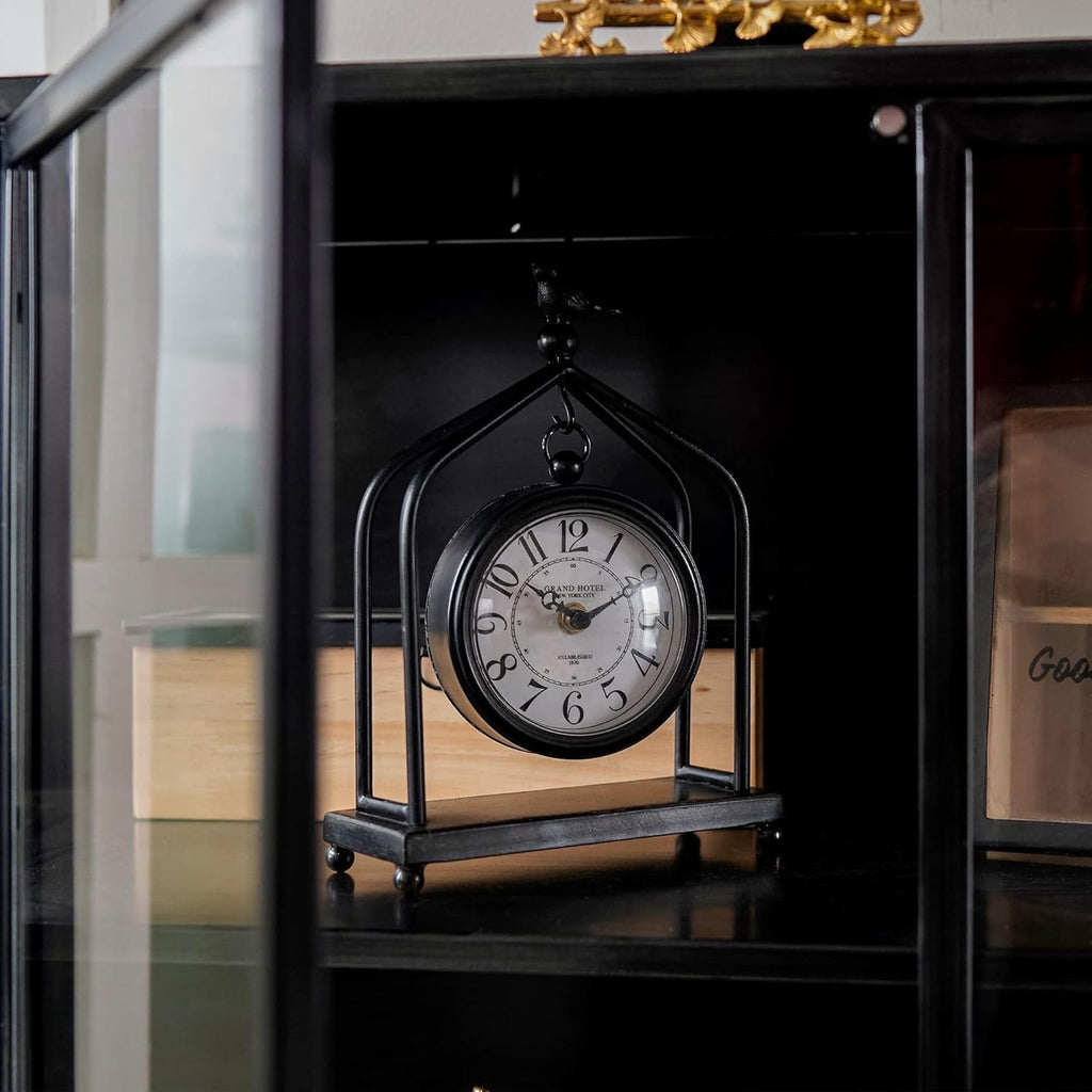 DESIGN 7.5'' x 10'' Mantel Clock Iron Tower Frame, Creative Bird Ornament Tabletop Clock