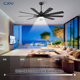62" Ceiling Fan with LED Light and Remote - Black & Walnut