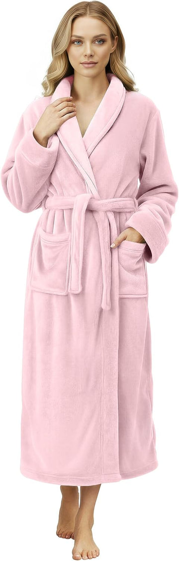 Premium Plush Fleece Robes for Women Fluffy Soft Long Bathrobe