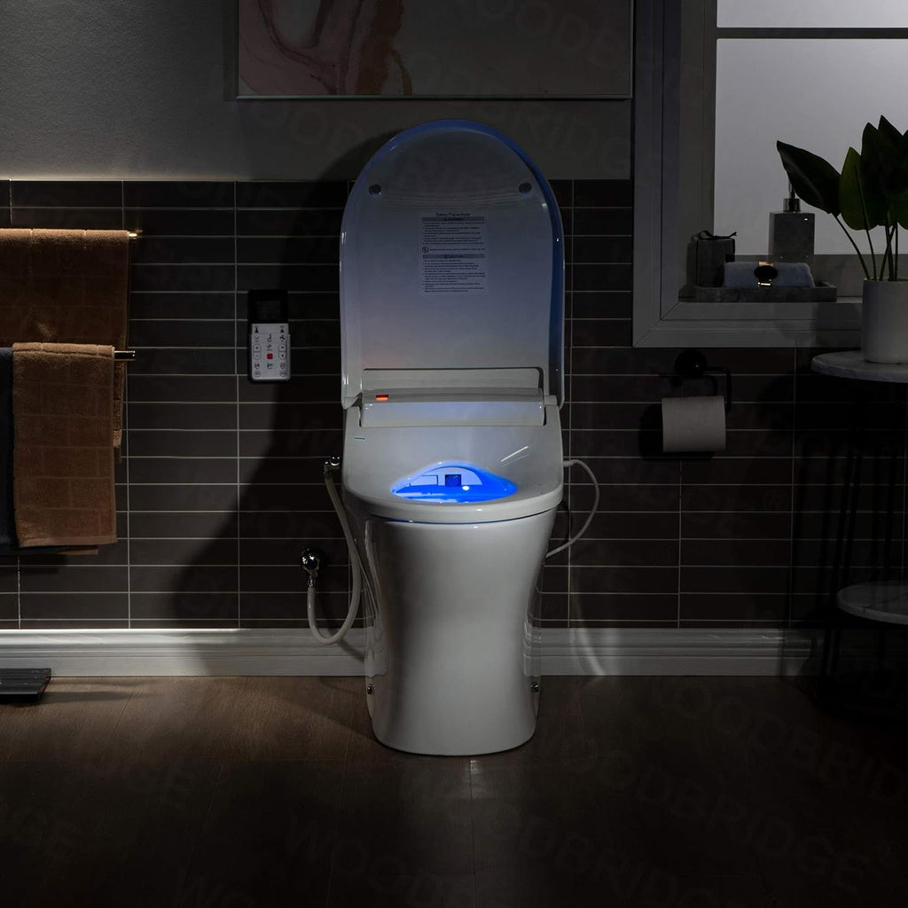 One Piece 1.1GPF/1.6 GPF Dual Flush Elongated Toilet with Advance Smart Toilet in White