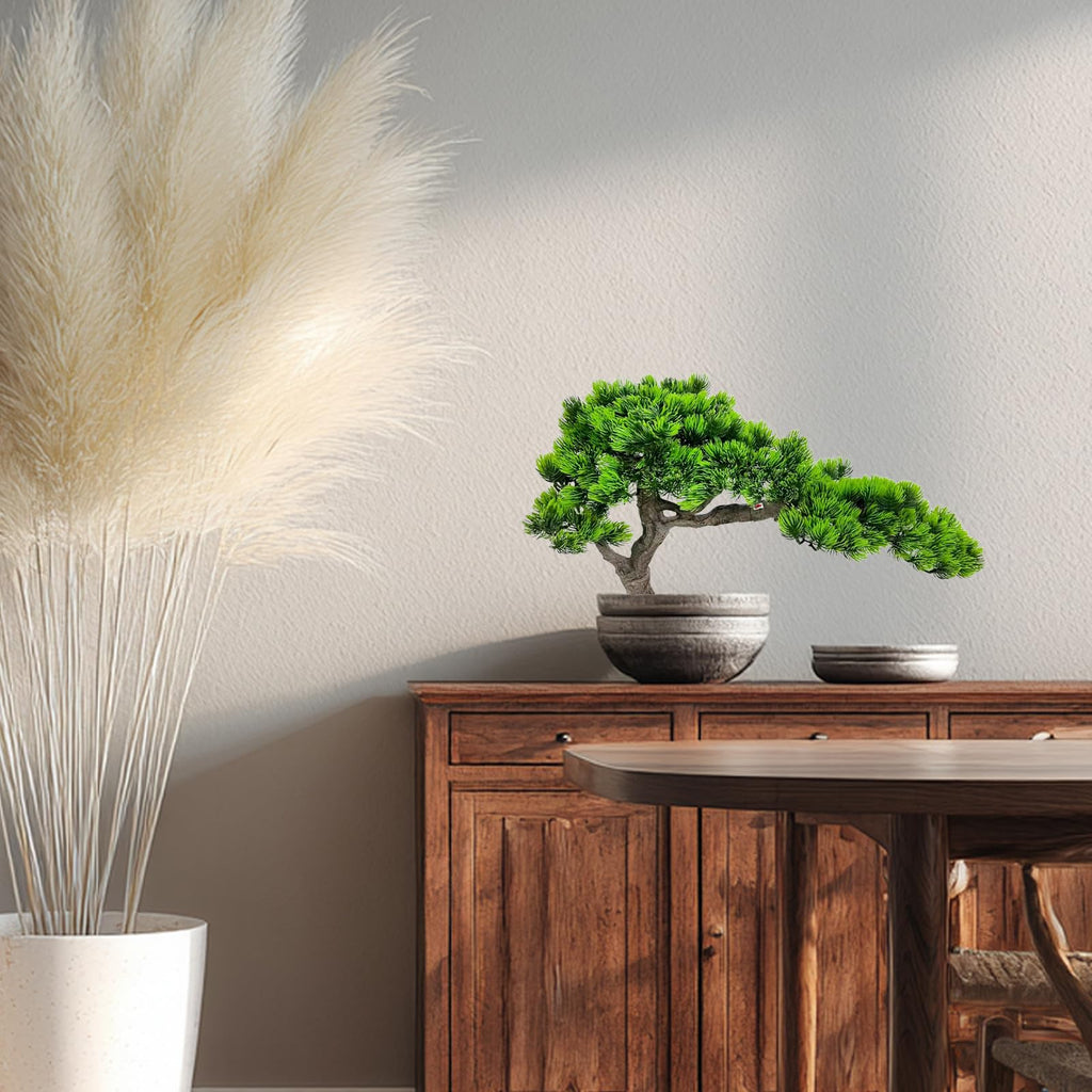 1.3ft Artificial Juniper Bonsai Tree with Black Plastic Pot