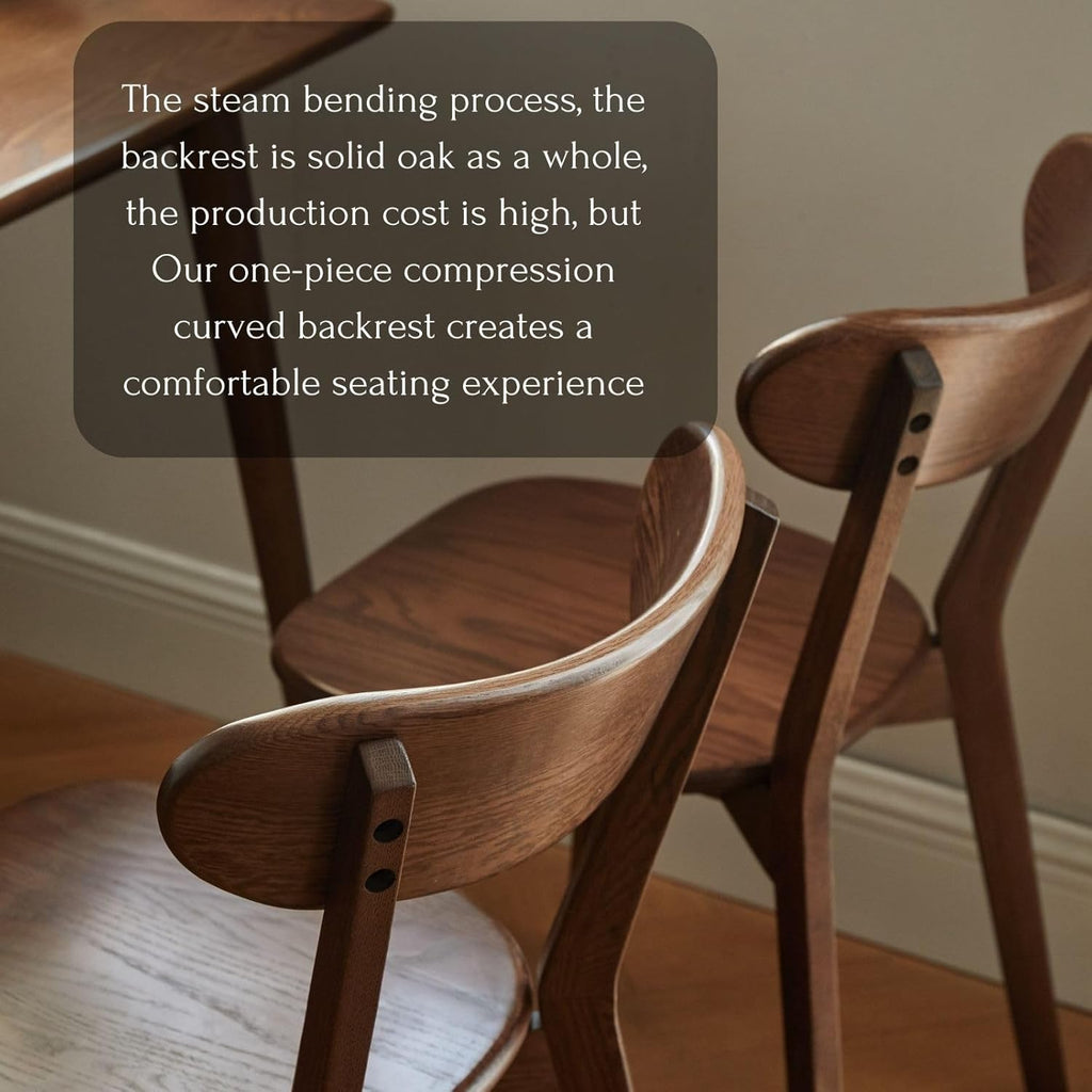 Dining Chairs, Kitchen Chairs, 100% Oak Solid Wood Modern Chair with Curved Backrest Kitchen & Dining Room Chairs
