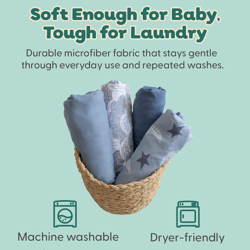 Soft Cloud 4pk Fitted Crib Sheet Set - Breathable Baby Crib Sheets for Girl or Boy, Fits Standard Mattress 52x28