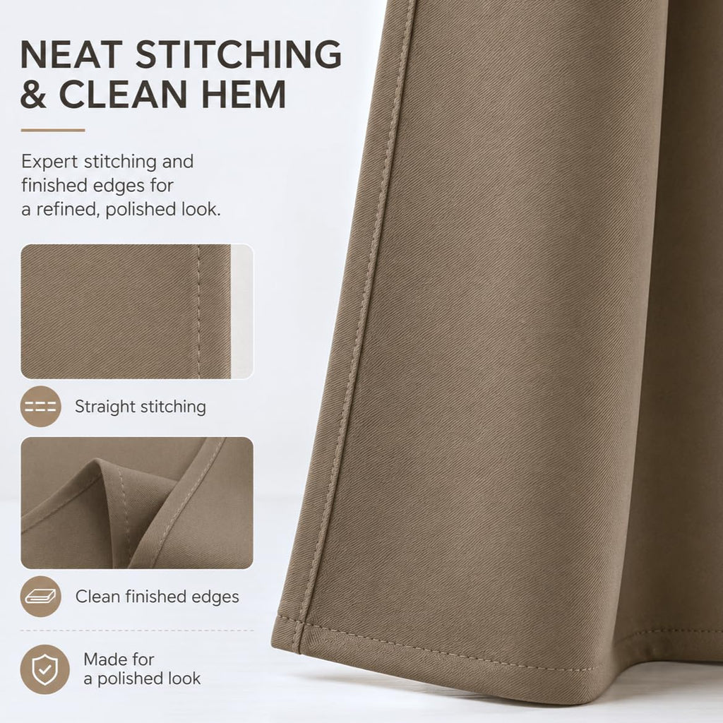 Valance Curtains Blackout Thermal Insulated Short Small Window Curtain Valance, 52 x 14 Inches, 2 Panels Taupe