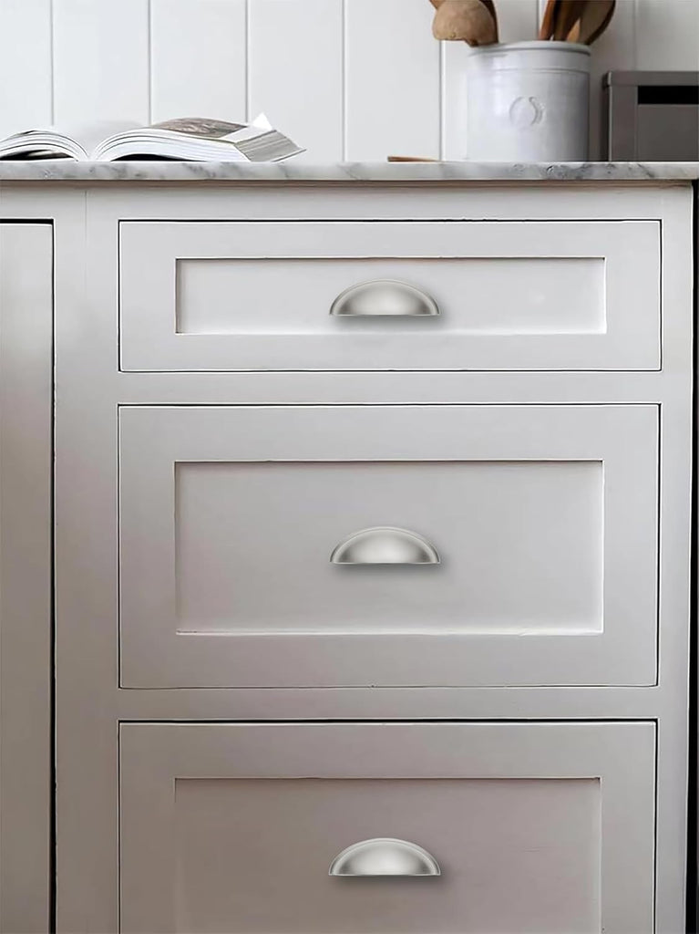 10 Pack 4" Drawer Pulls Brushed Satin Nickel Cabinet Cup Pulls Kitchen Hardware Cabinet Handles Drawer Handles Knobs 4