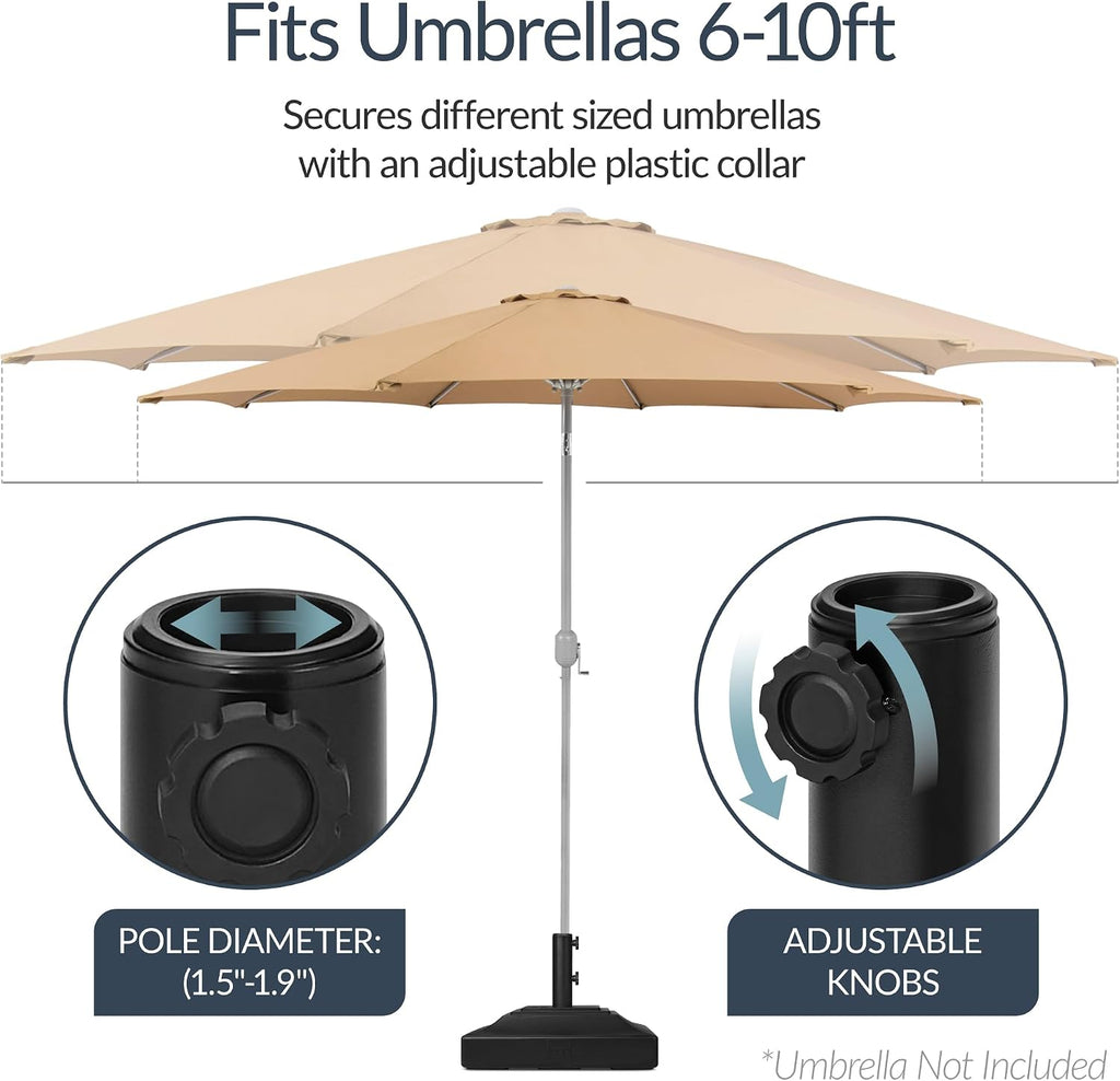 Fillable Umbrella Base Stand Pyramid Design Plastic Patio Umbrella Base Stand, Pole Holder w/ 55lbs Weight Capacity