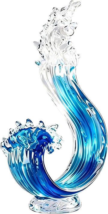 14in Hand Blown Blue Ocean Wave Murano Style Glass Sculpture Home Decor - Set of 50
