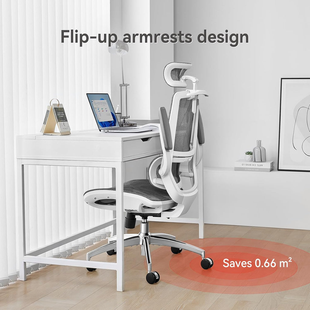 Ergonomic, Desk Chair with 3D Flip-up Armrests, Computer Chair with Dual Back Design and Adaptive Dynamic