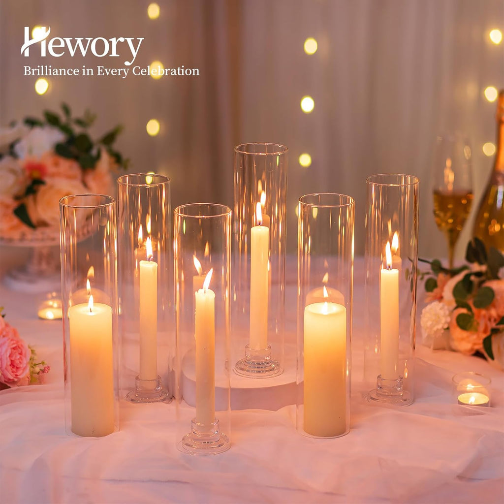 Hurricane Glass Candle Holders: 10 PCS Clear Open Ended Cylinder Candle Holder Sleeve for Candlestick Holders - Taper