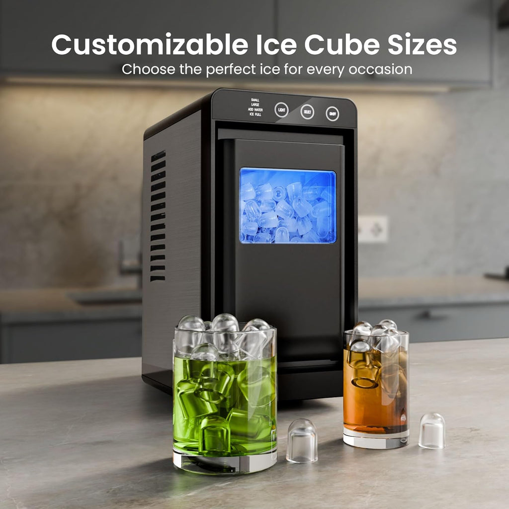 Ice Makers Countertop,26lbs in 24Hrs, Portable Ice Maker Machine with Self-Cleaning Function,Selectable Ice Size &