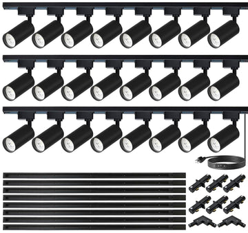 Plug‐in Track Lighting Kit with H‐Type 6000K Cool White 24 Heads