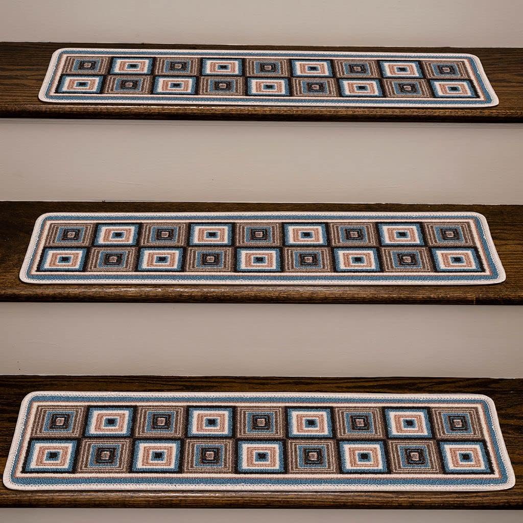 Stair Treads Carpet with Landing Slip Resistant Stair Rugs, Set of 13 (9"x32") + 1 (31"x31") Runner for Indoor Wooden