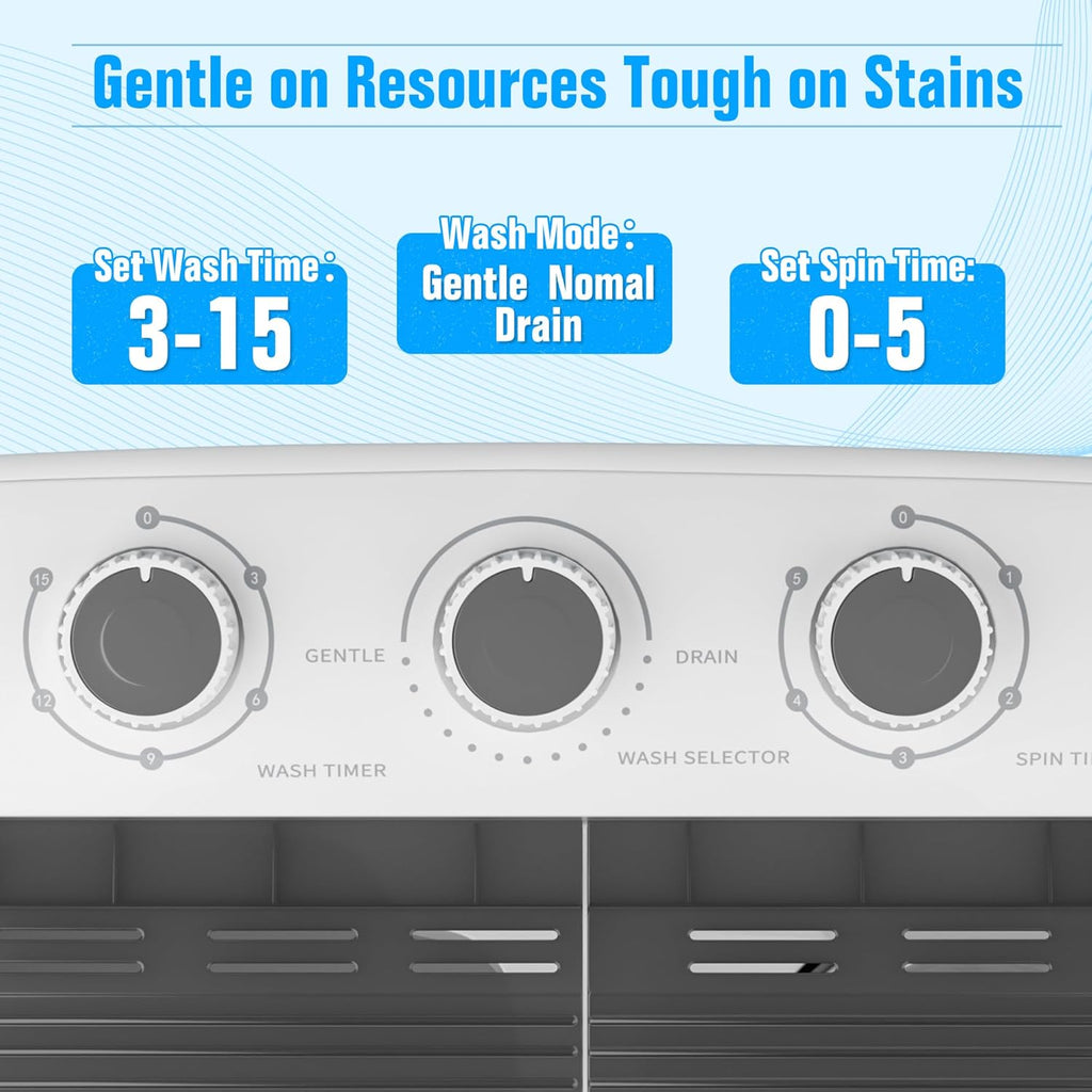Portable Washing Machine, 17.6 Lbs Compact Mini Washer and Dryer Combo,Twin Tub Laundry Washer with Spin Cycle