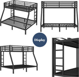 Twin Over Full Bunk Bed with Ladders, Metal Bunk Beds Frame with Full-Length Guardrails