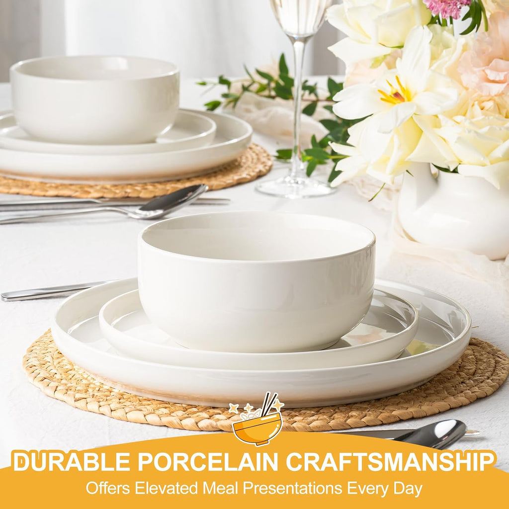 Plates and Bowls Sets, 24 Pieces Ceramic Dinnerware Set for 8, Stoneware Dishware Dishes Set