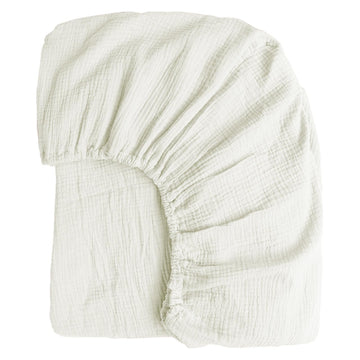 100% Muslin Cotton White Queen Fitted Sheet Only with 16" Deep Pocket