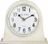 Lily's Home Antique Inspired Farmhouse Desk Or Mantel Clock, Battery Powered, Metal Body, Ivory