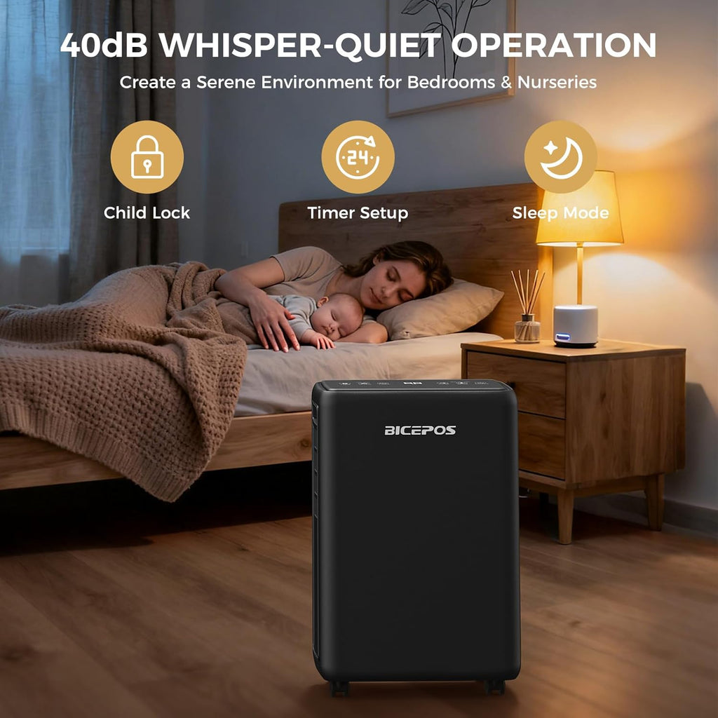 2000 Sq.Ft Dehumidifier for Basement, 30 Pints Dehumidifiers for Home with Drain Hose, 3 Mode, Auto Defrost
