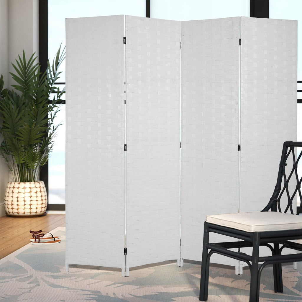 4-Panel Folding Room Divider | 6ft, White | Light & Portable