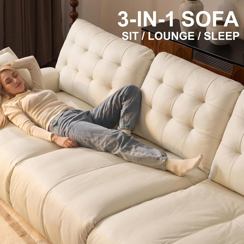 Oversized Sectional Leather Couch Deep Seat Sofa