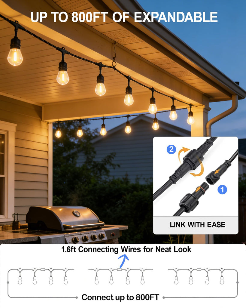 Outdoor String Lights Waterproof, Balcony & Gazebo