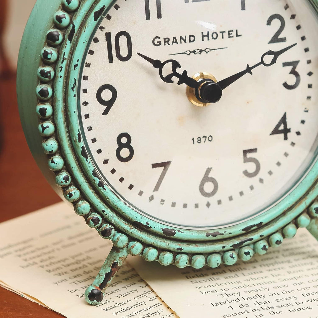 HOME Antique Table Clock Silent Non-Ticking