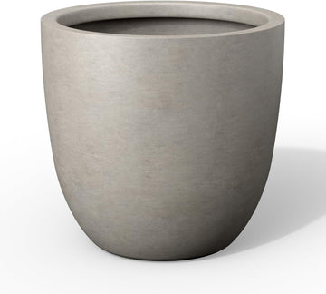 18 Inch Dia Round Concrete Planter, Indoor Outdoor Large Plant Pot with Drainage Hole and Rubber Plug Patio Garden