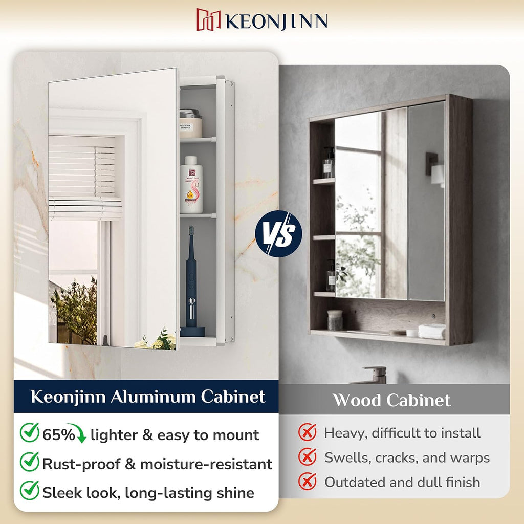 30 x 26 Inch Bathroom Medicine Cabinet with Mirror, Ample Storage