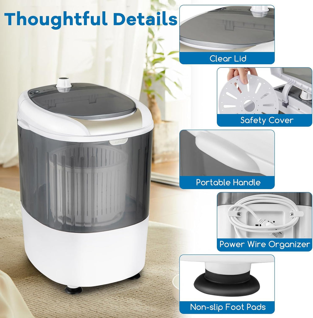 GX24977-PE, Mini Washer and Spinner Combo, 5.5lbs, Semi-automatic Compact Laundry Apartment Dorm RV Portable Washing