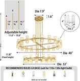 Large Gold Wagon Wheel Chandelier 72-Lights Gold Round Chandeliers Glass Chandelier for Dining Room,Living Room Vintage Chandeliers D32''+D40'' A117-B0D9Q1R8S3