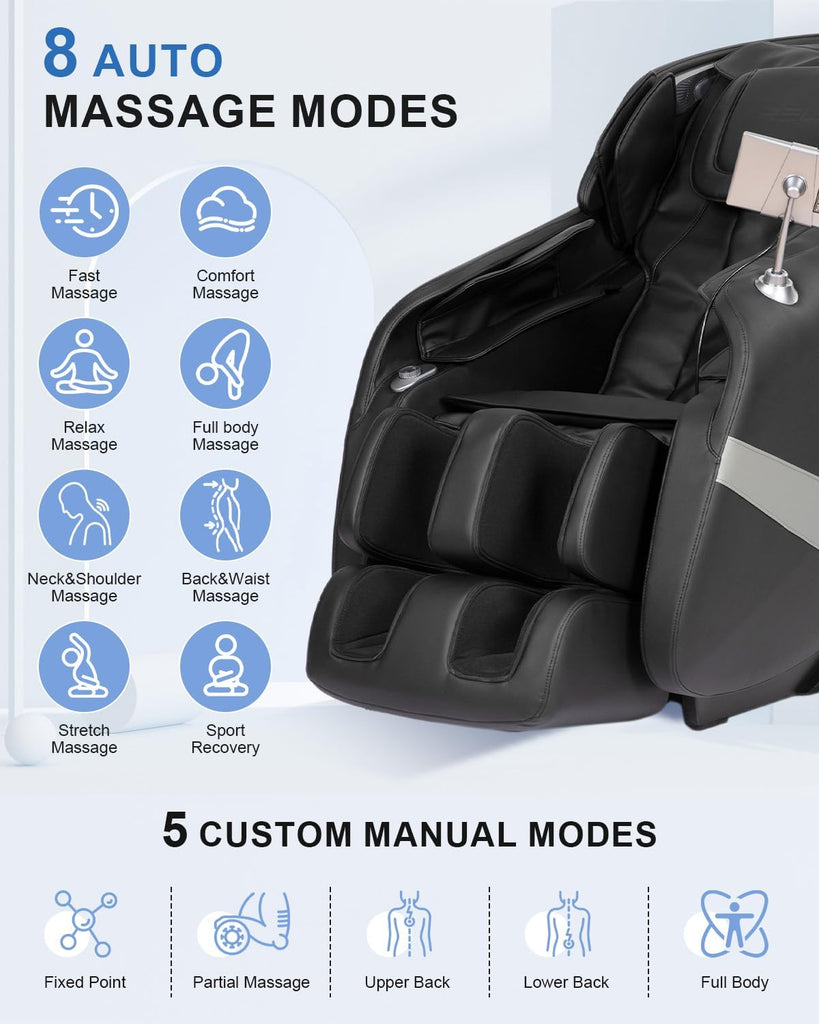 Massage Chair Full Body, Shiatsu, Airbag Massage, SL-Track, Black | Zero Gravity Massage Chair with 13 Modes, Body