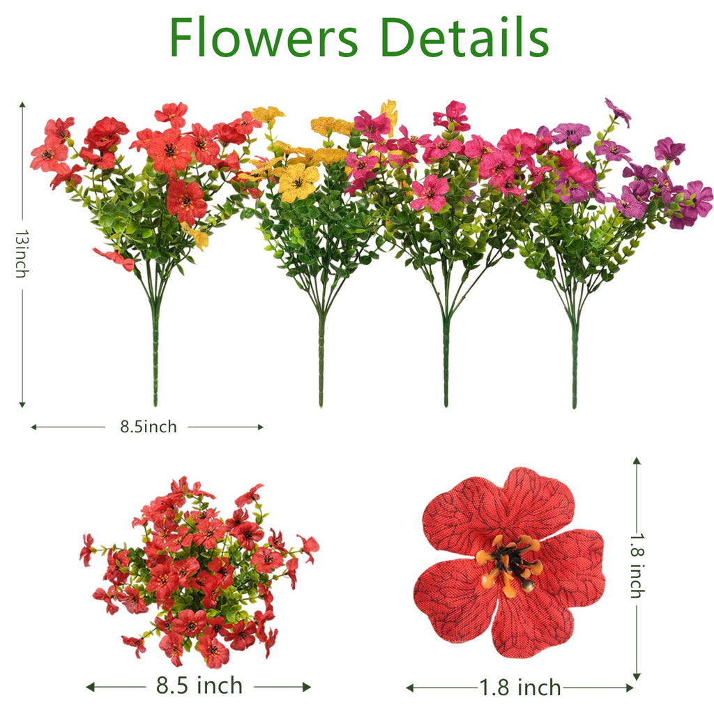 2 Set Artificial Hanging Flowers with Baskets for Outdoor Decor
