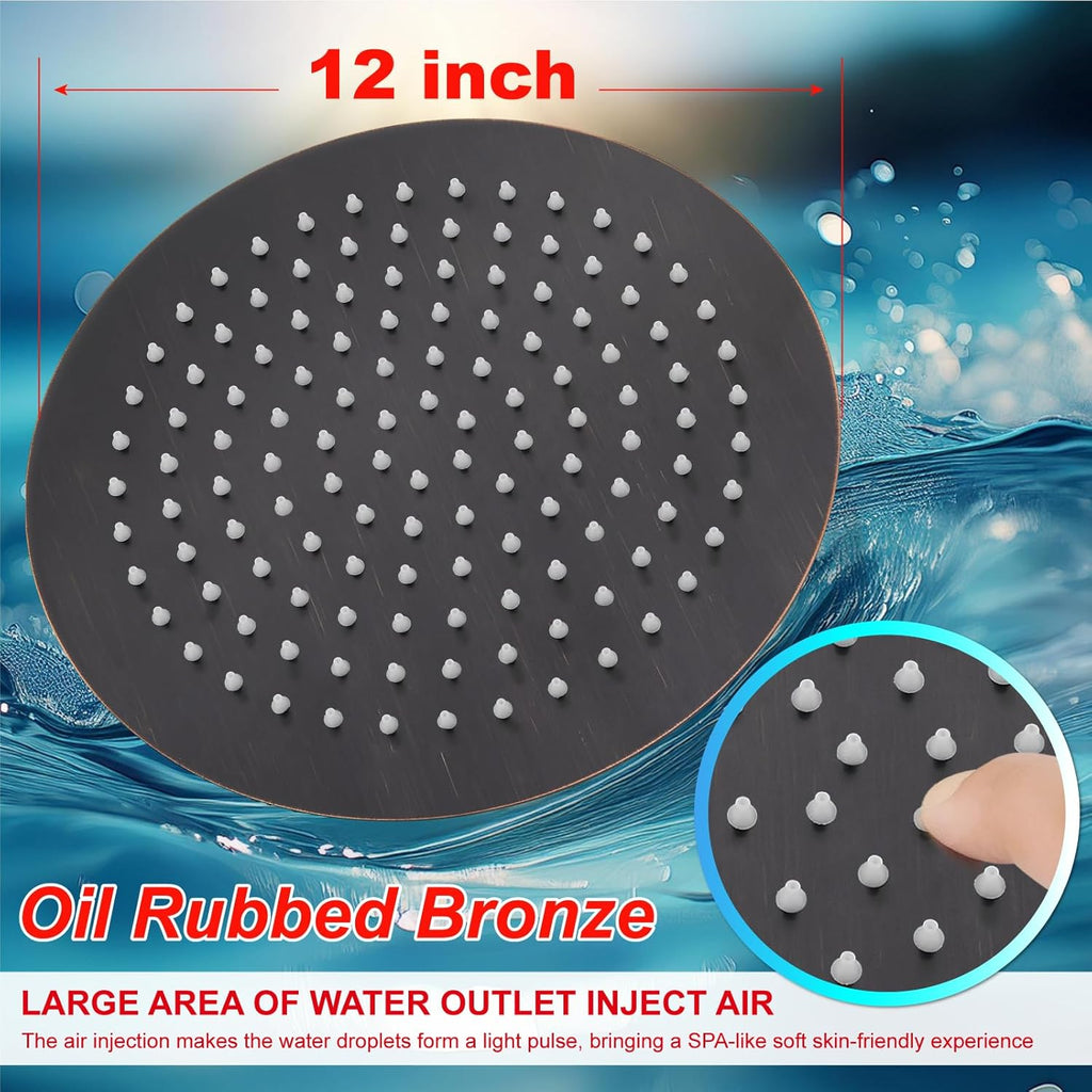 Round Rainfall Shower Head High Pressure Stainless Steel Waterfall Large Rain Shower Head Ultra Thin Design,Oil Rubbed
