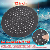 Round Rainfall Shower Head High Pressure Stainless Steel Waterfall Large Rain Shower Head Ultra Thin Design,Oil Rubbed