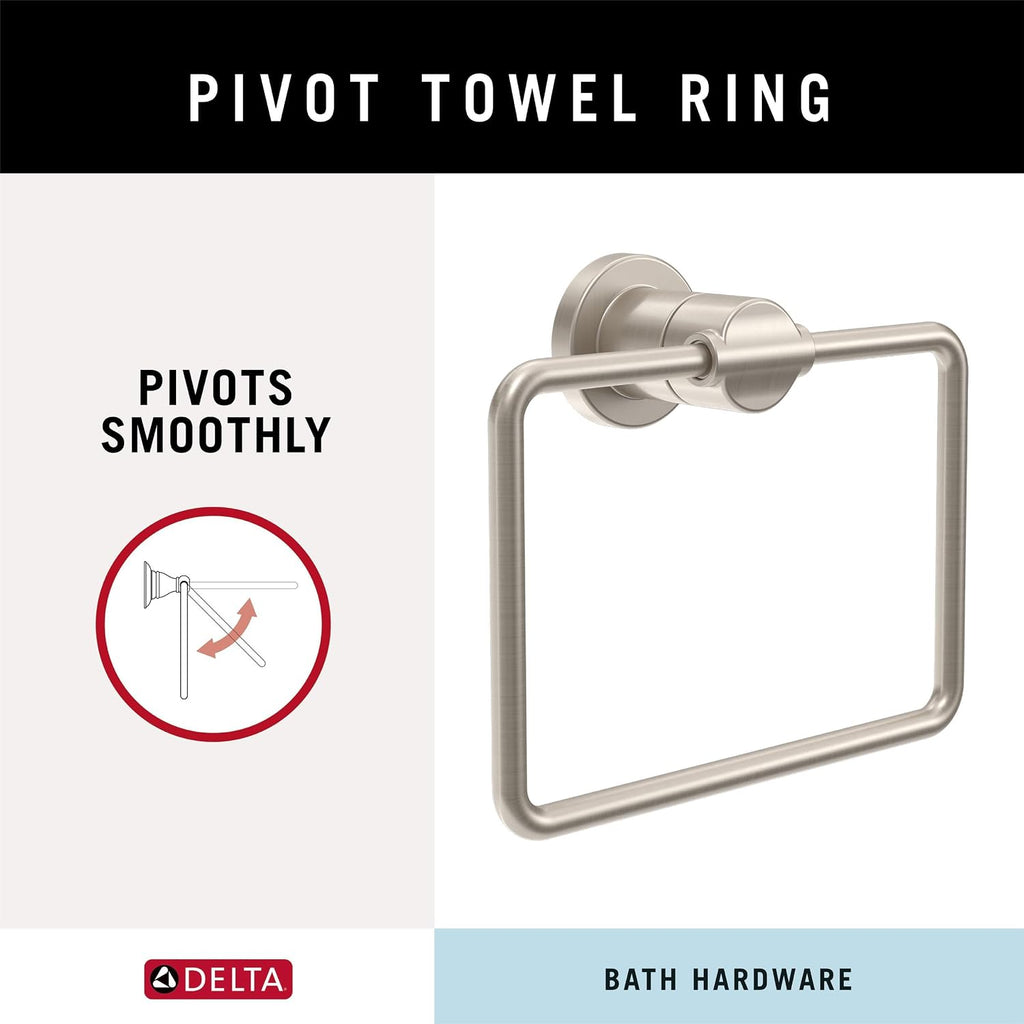 4-Piece SpotShield Brushed Nickel Bathroom Set Towel Rack, Ring, Toilet Paper Holder, Hook | Nicoli Bath Accessories