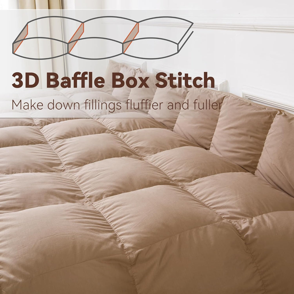 Premium Down Comforter Queen, Luxurious All Season Duvet Insert with Cotton Blended Fabric