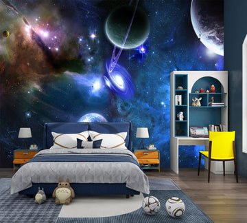 Galaxy Planet Wallpaper Mural Peel and Stick for Ceiling 82"x57" | Nebula Self Adhesive Wall Murals for Kids Room