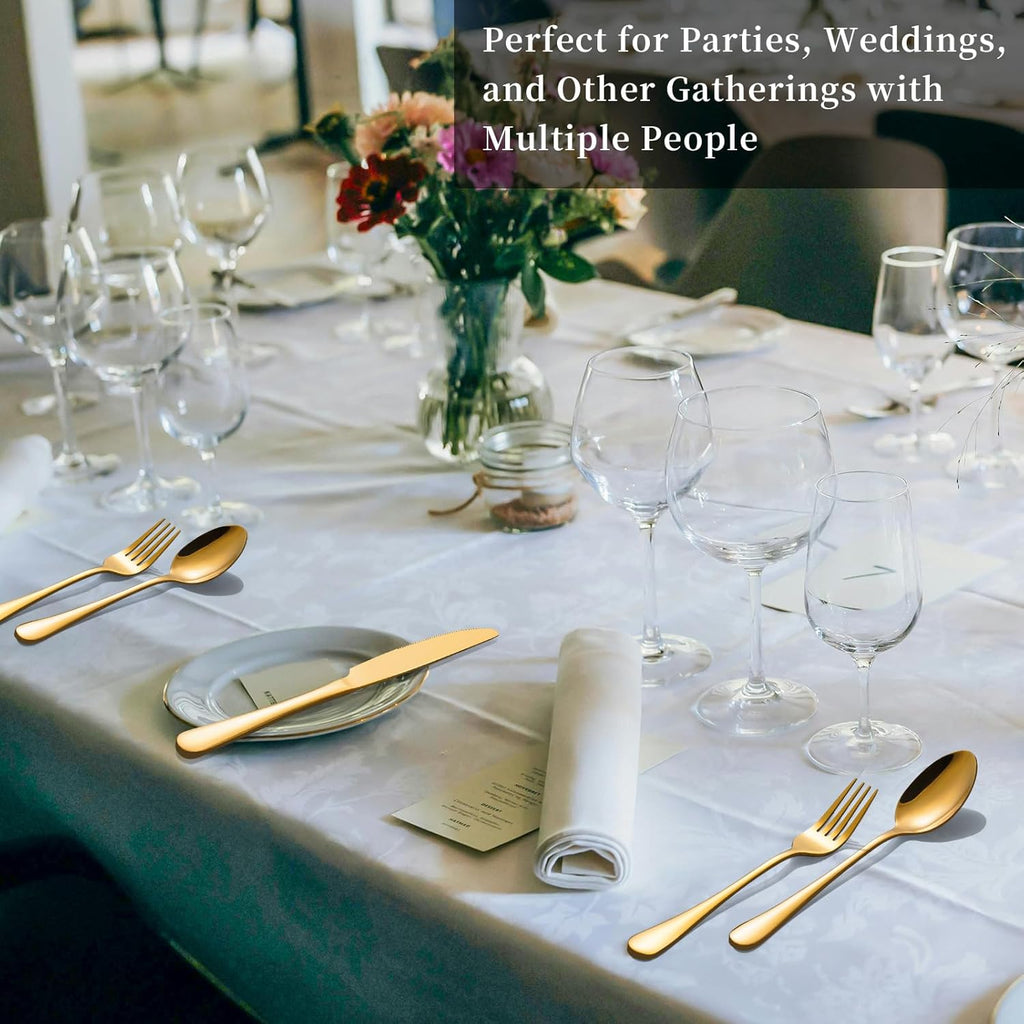 60-Pcs Gold Silverware Set - Stainless Steel Flatware Cutlery Set Service for 20