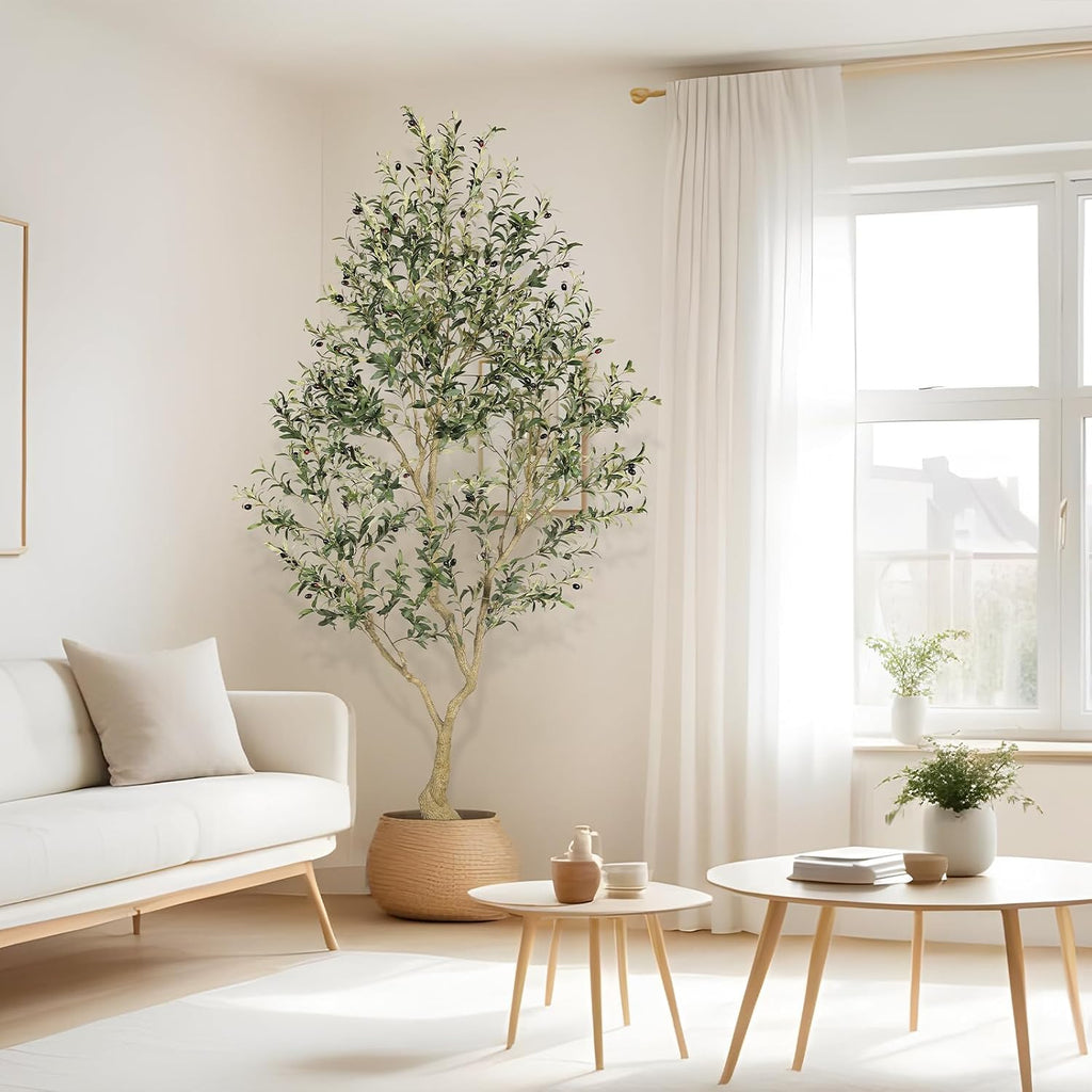 8ft Artificial Olive Tree Indoor with Large Branch Realistic Leaves