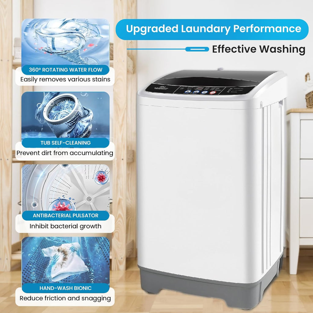 Portable Washing Machine 17.8Lbs Portable Washer 2.4 Cu.ft Full Automatic Compact Laundry Washer with 10 Programs 8