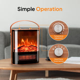 1500W Electric Fireplace Stove Heater, Portable Freestanding Mini Heater with Realistic Flame Effect and Overheat Protection
