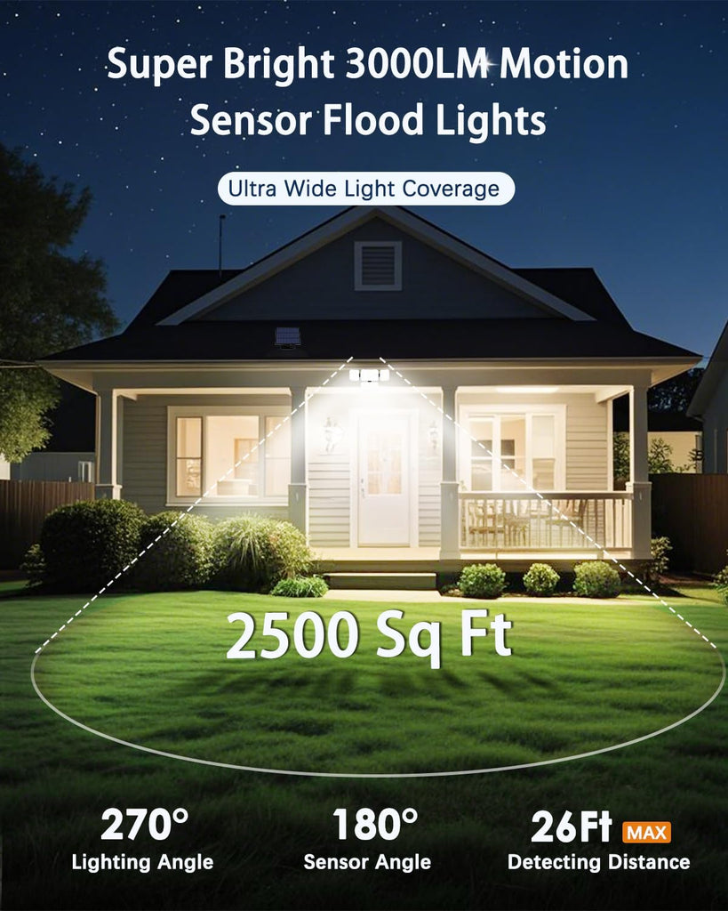 Solar Outdoor Lights Motion Sensor 3500LM 288 LED Solar Security Lights with Remote Control IP67 Waterproof 4 Heads