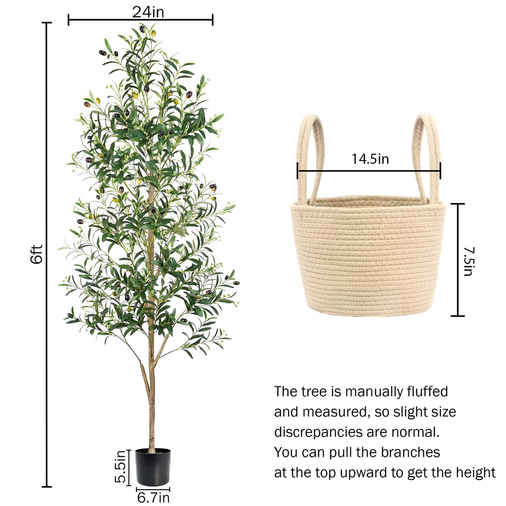 Artificial Olive Tree 6FT, 2 Pack Faux Floor Trees