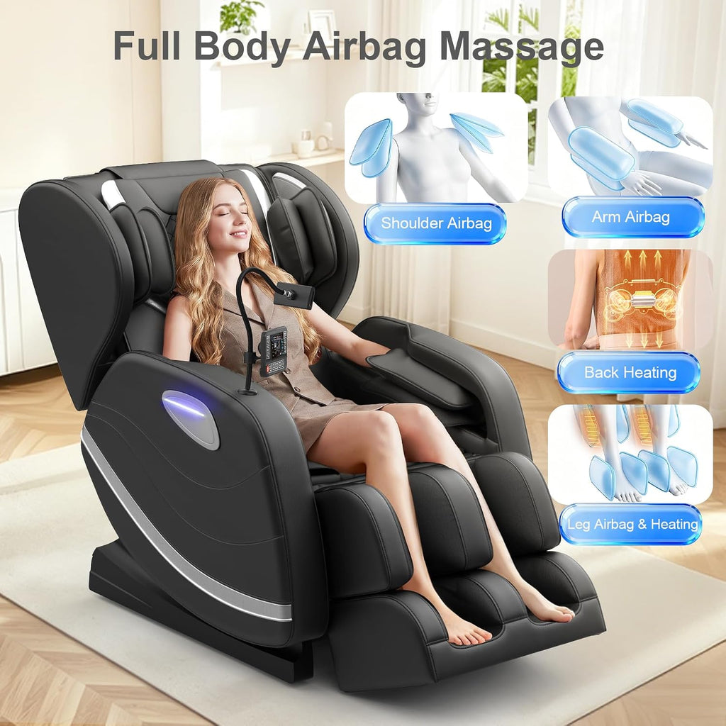 2026 SL Track Massage Chair Full Body, Zero Gravity Recliner | 12 Fix Rollers, 8 Airbags, 15 Auto Programs, Foot