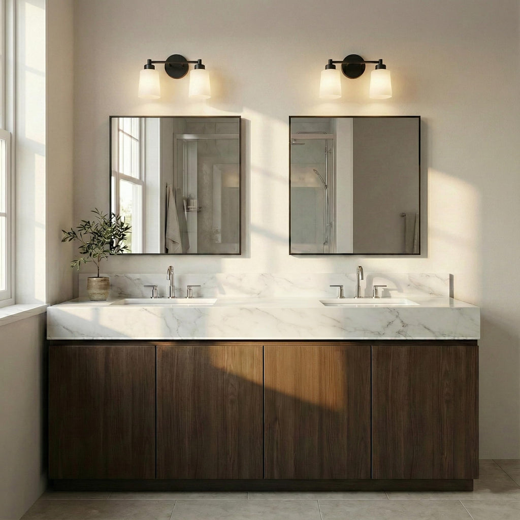 30x30 Inch Matte Black Square Bathroom Vanity Mirror