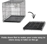 30-Inch New World Crate for Medium Breeds, 21-40 lbs, Double Door Folding Dog Crate, Leak-Proof Tray & Secure Latches